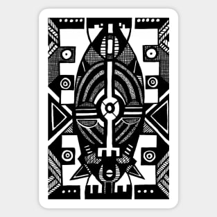 African Mask traditional tribal symbolic pattern design Sticker